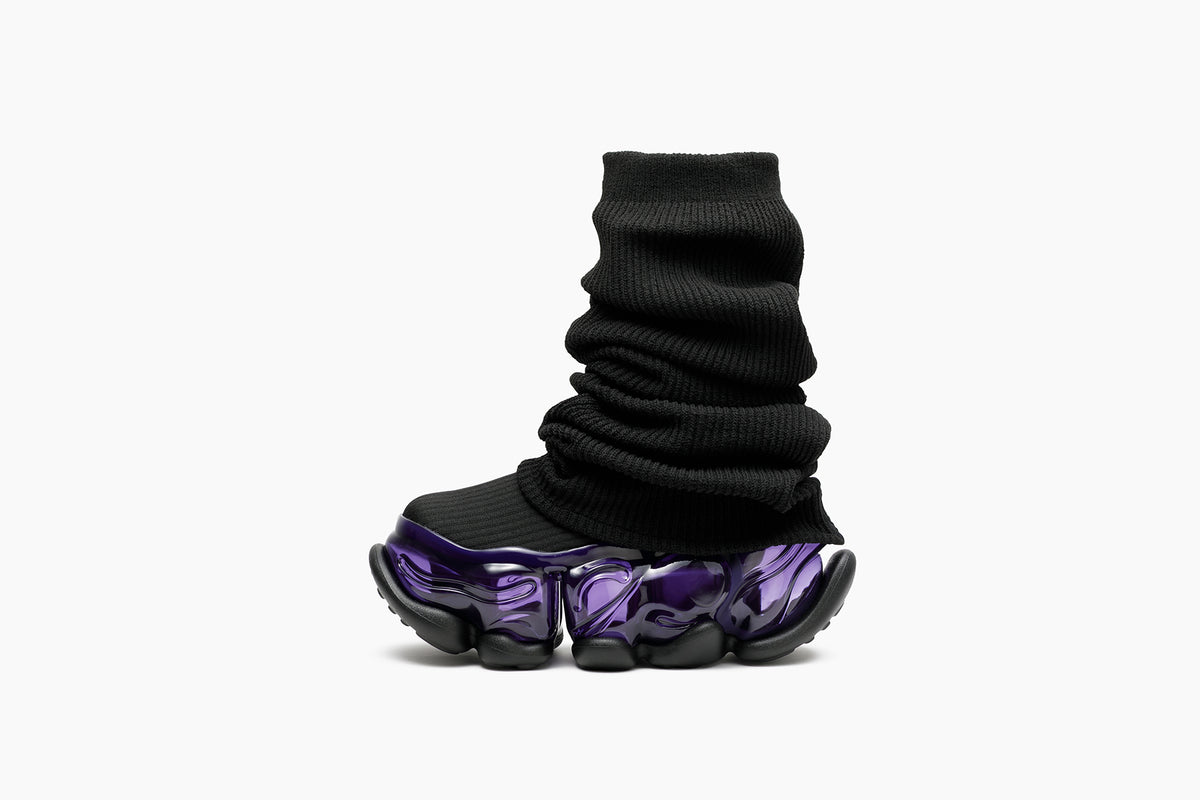 grounds SKYSCRAPER LOOSE SOCKS KNIT BLACK / PURPLE
